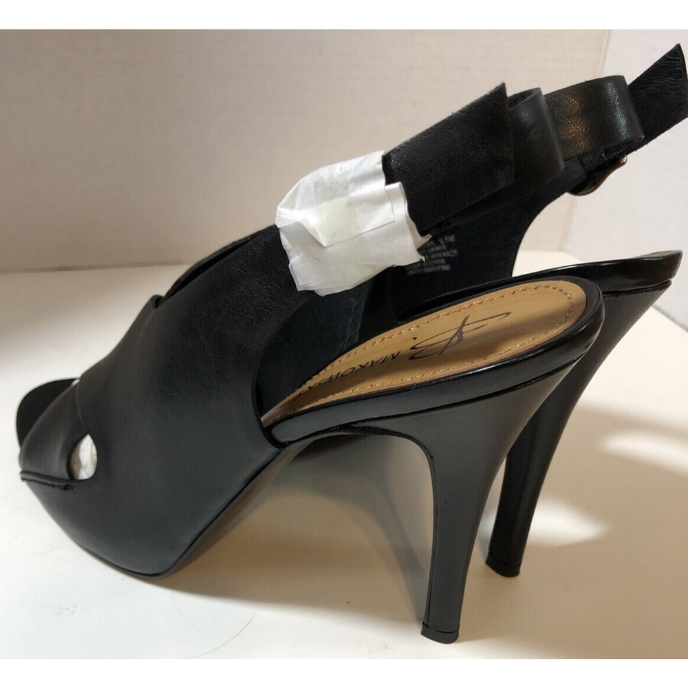 NIB Black Peep Toe HIGH HEELS Sling back Pumps Leather Womens Shoes Sz 9.5m NEW - Picture 4 of 5